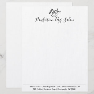 Dog Groomer Business Minimalist Black & White Letterhead