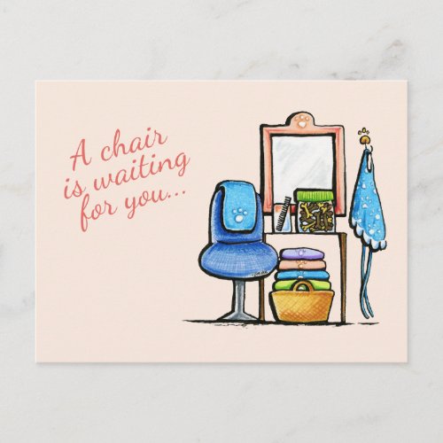 Dog Groomer Chair Waiting Appointment Reminder Postcard