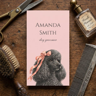 Dog Groomer Cute Poodle Pink Blush Business Card