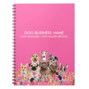 Dog Groomer Dairy Neon Pink Notebook
