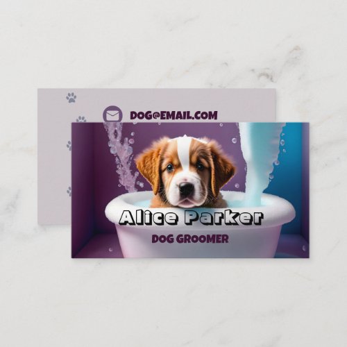 Dog Groomer Dog in the bath Business Card