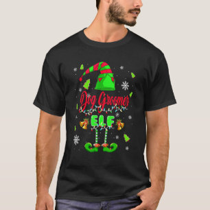 Dog Groomer Elf Christmas Trees Lights Elf Costume T-Shirt