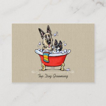 Dog Groomer Fancy Claw Foot Tub Organic Business Card by offleashart at Zazzle