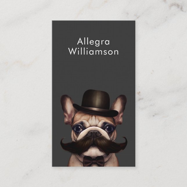 Dog Groomer Fun French Bulldog QR Code Business Card (Front)