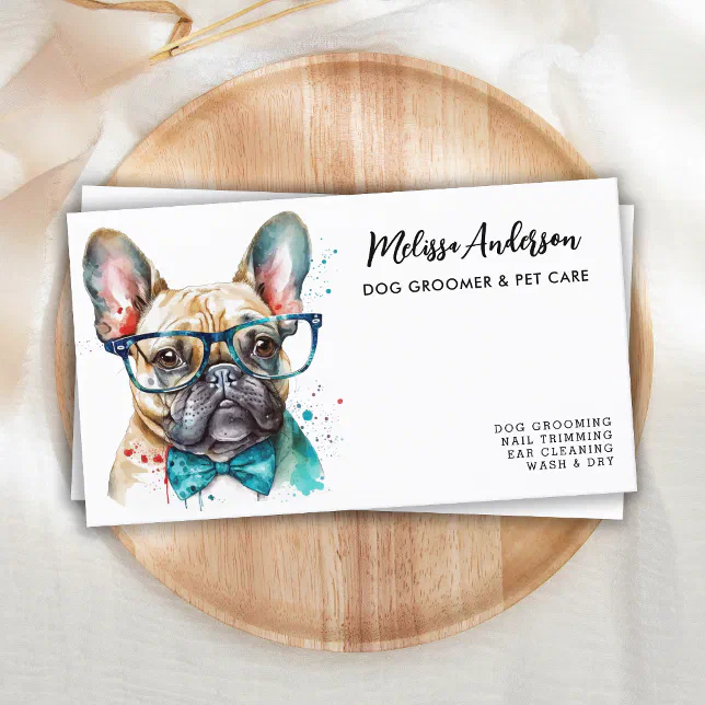 Dog Groomer Funny Puppy Pet French Bulldog Business Card Zazzle