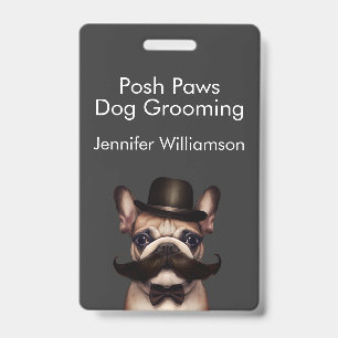 Dog Groomer Funny QR Code Grey Badge
