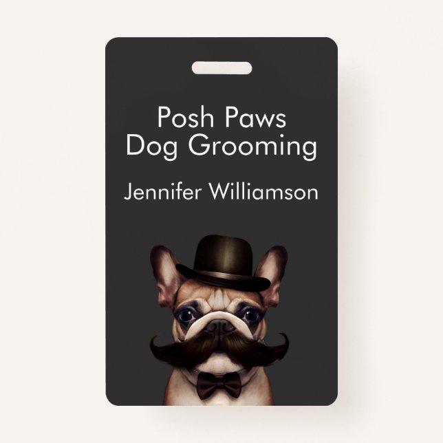 Dog Groomer Funny QR Code Grey Badge (Front)