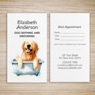 Dog Groomer Golden Retriever Appointment Business Card