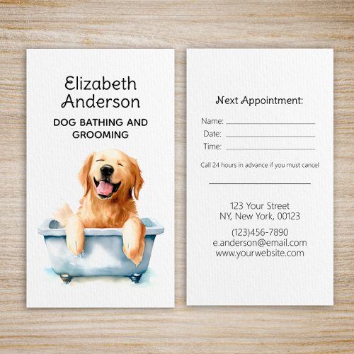 Dog Groomer Golden Retriever Appointment Business Card