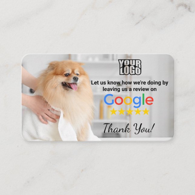 Dog Groomer Google Review Template With QR - Business Card (Front)
