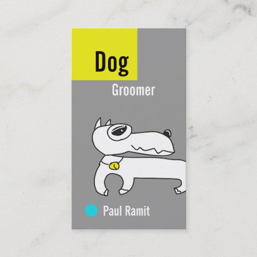 Customizable Dog Groomer Grey Business Card