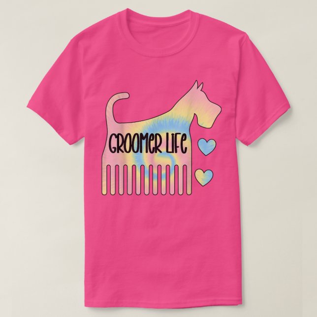 Dog groomer grooming pet puppy comb shears clipper T-Shirt (Design Front)