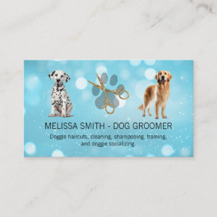 Dog Groomer Happy Dogs Sitting Business Card