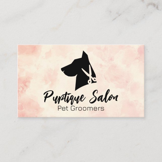 Dog Groomer Logo | Salon Scissors Business Card (Front)