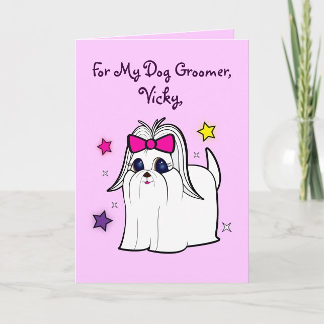 Dog Groomer Name Customizable Thank You Card (Front)