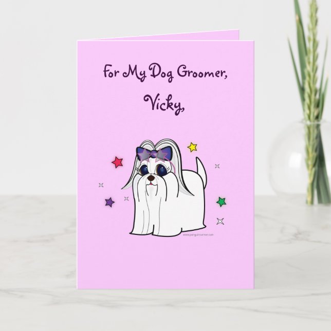 Dog Groomer Name Customizable Thank You Card (Front)