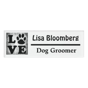 Dog Groomer Name Tag Personalized