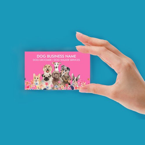 Dog Groomer Neon Pink Business Card