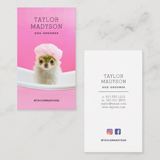 Dog Groomer Pampered Puppy Business Card (Front/Back)