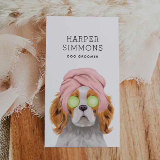 Customizable Dog Groomer Pampered Puppy Business Card