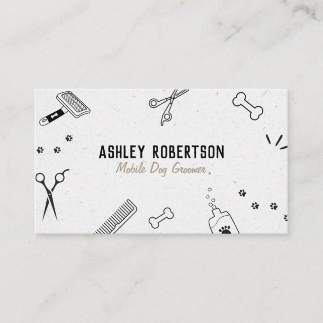 Dog Groomer Pattern Business Card (Front)