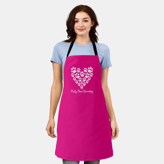 Dog Groomer Paw Print Apron (Worn)
