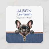 Dog Groomer & Pet Care Square Business Card (Front)