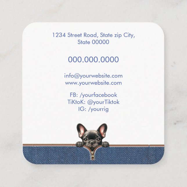 Dog Groomer & Pet Care Square Business Card (Back)