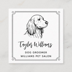 Dog Groomer Pet Grooming Spa Social Media QR Code  Square Business Card