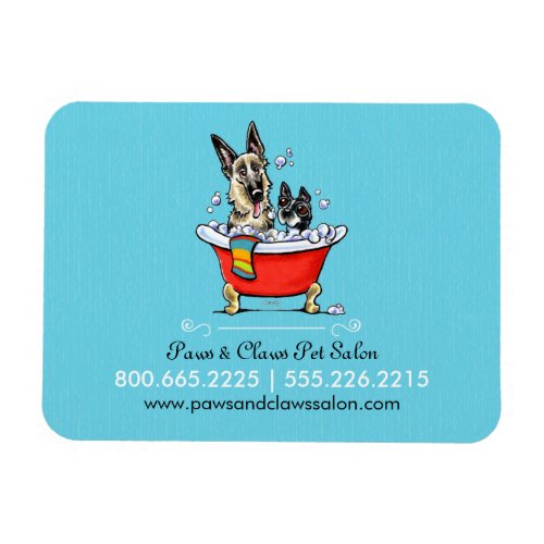 Dog Groomer Pet Salon Fancy Tub Blue Business Magnet