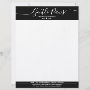 Dog Groomer Pet Salon Minimalist Black & White Letterhead