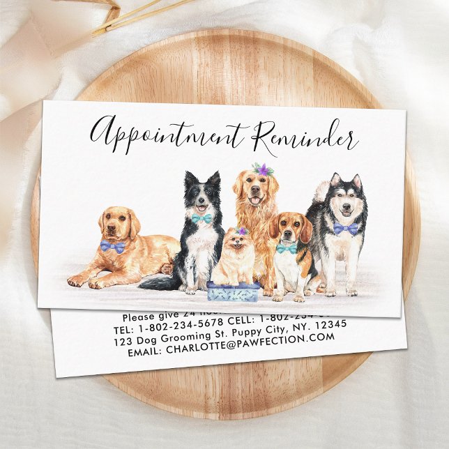 Dog Groomer Pet Sitter Care Appointment Reminder Business Card (Creator Uploaded)