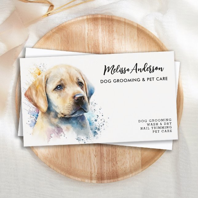 Dog Groomer Pet Sitter Yellow Labrador Cute Puppy  Business Card (Creator Uploaded)