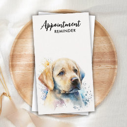 Dog Groomer Pet Sitter Yellow Labrador Puppy Appointment Card