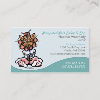 Dog Groomer Pet Spa Business Seafoam Business Card by offleashart at Zazzle