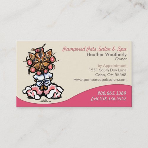 Dog Groomer Pet Spa Business Yorkie Business Card