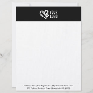 Dog Groomer Pet Walking Minimalist Black & White Letterhead