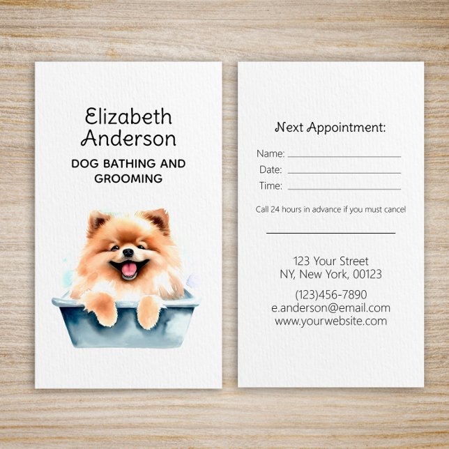 Dog Groomer Pomeranian Appointment Business Card