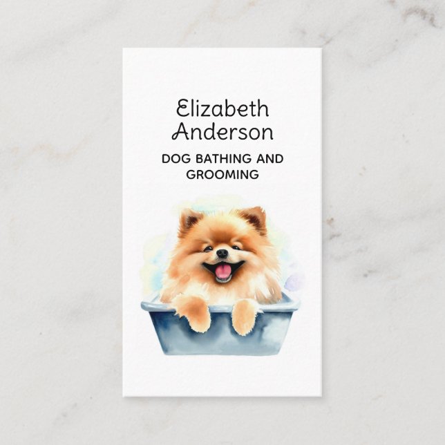 Dog Groomer Pomeranian Business Card (Front)