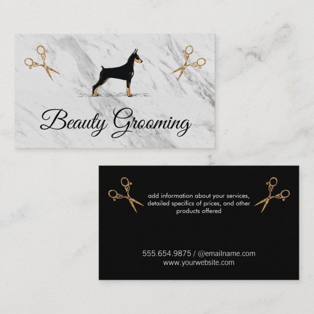Dog Groomer Scissors Business Card (Front/Back)