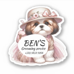 Dog Groomer Service Pampered Cute Puppy Pet Sticker