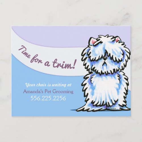 Dog Groomer Shabby Westie Appointment Reminder Postcard