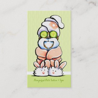 Dog Groomer Spa Robed Shih Tzu Cucumber Business Card