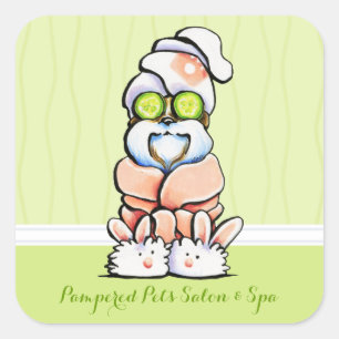 Dog Groomer Spa Shih Tzu Cucumber Marketing Square Sticker