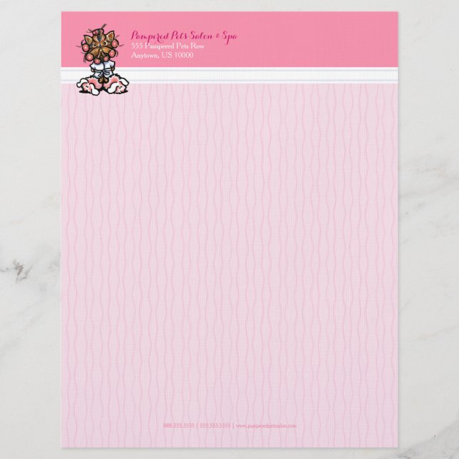 Dog Groomer Spa Yorkie Pink Letterhead (Front)