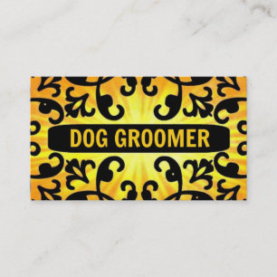 Dog Groomer Sunshine Damask Business Card