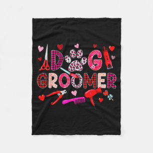 Dog Groomer Tools Valentines Day Leopard Cute Hear Fleece Blanket