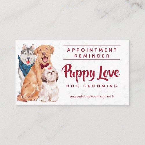 Dog Groomer Walker Sitter Appointment Reminder  Business Card