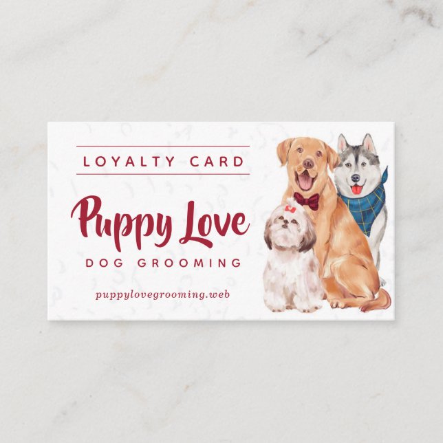 Dog Groomer Walker Sitter Loyalty Business Card (Front)