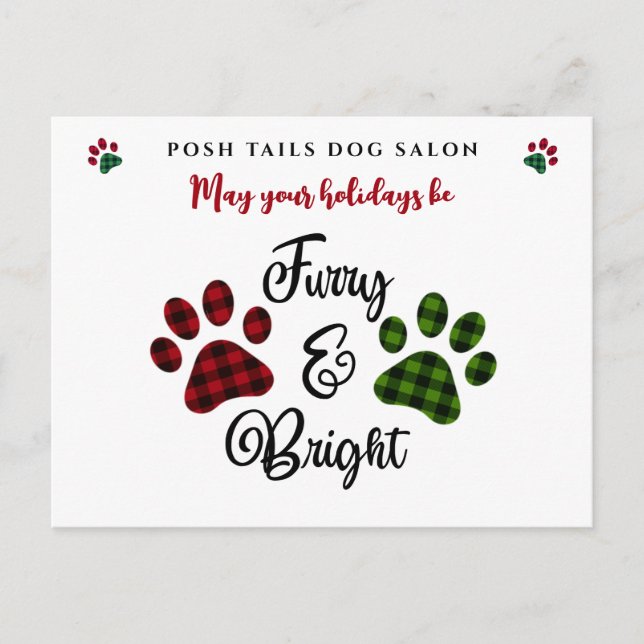 Dog Groomer Walker Vet Client Holiday Postcard (Front)